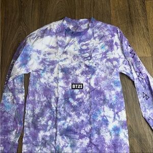 BTS BT21 Purple Tie-Dye Long Sleeve Shirt